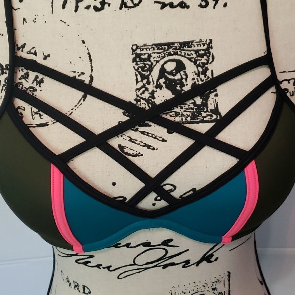 PINK T Back Color Block Strappy Bikini - Picture 3 of 5